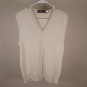 Louis International Vintage 100% Cashmere Mens Golf Sweater Vest Cream 48 Italy